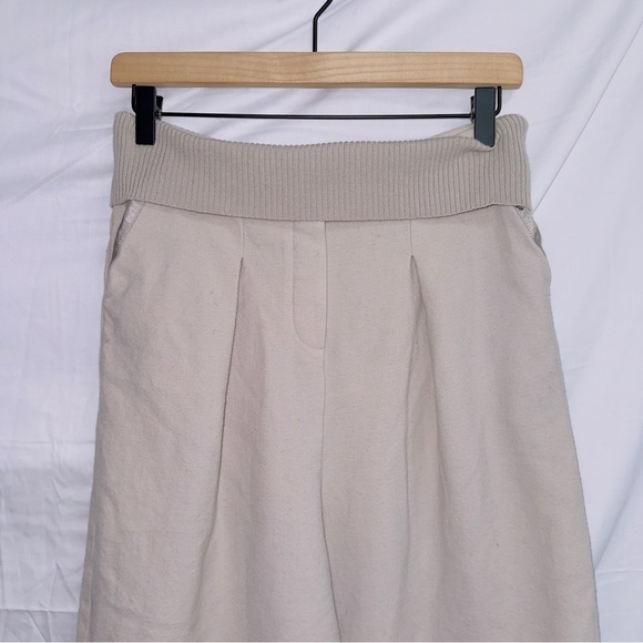 Crea Concept Cream High Waisted Wide Leg Cropped Wool Pants size EUR 38 - Picture 2 of 7